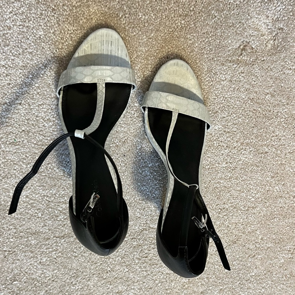 Calvin Klein open toe heels/ Sandler with straps